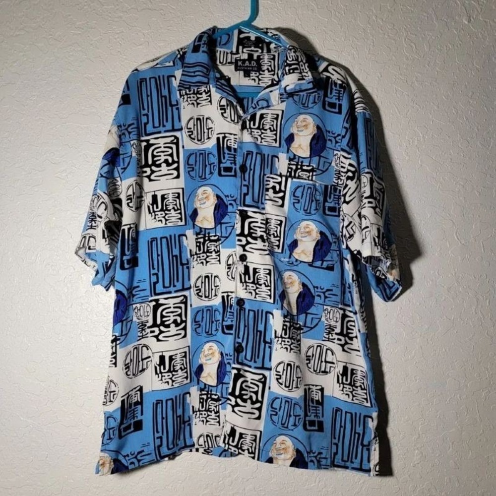 Laughing Budda XL   K.A.D. Clothing Co All Over Print Streetwear Vintage 90s Y2K